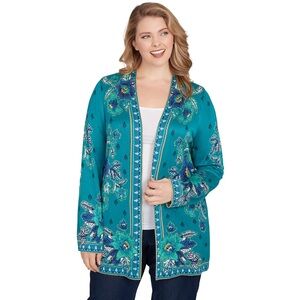 Ruby Rd. Teal Floral Cardigan